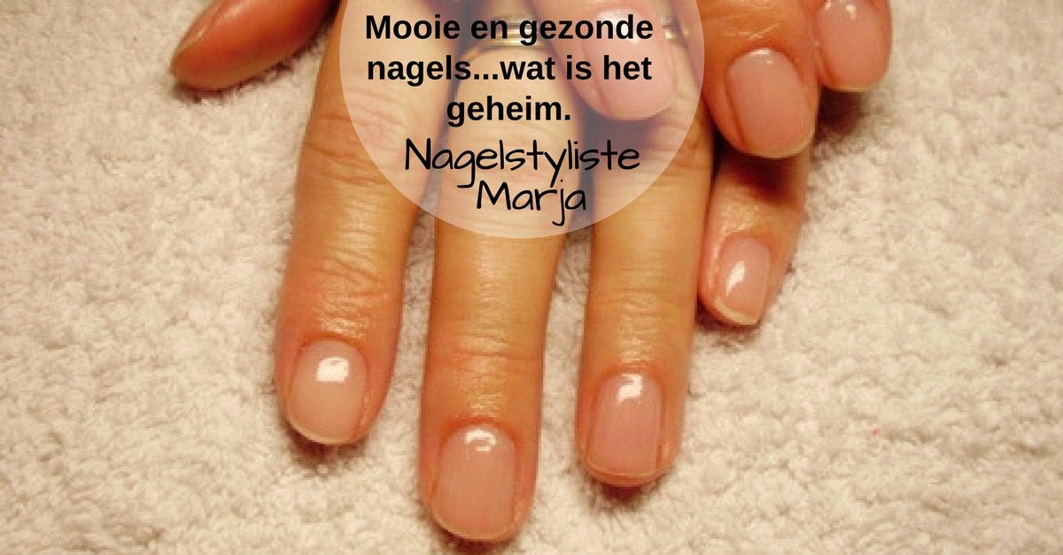 Het geheim van een mooie en gezonde natuurlijke nagel. Hand met mooie gezonde glanzende nagels